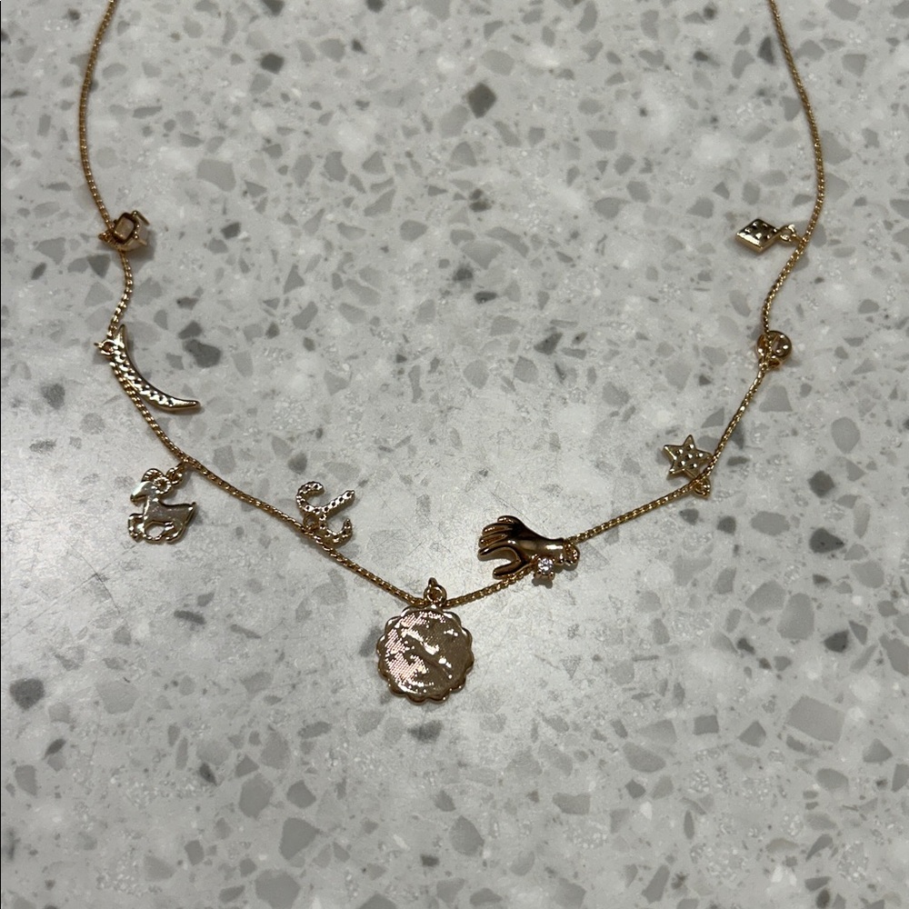 Anthropologie Aries Gold Zodiac Charm Necklace